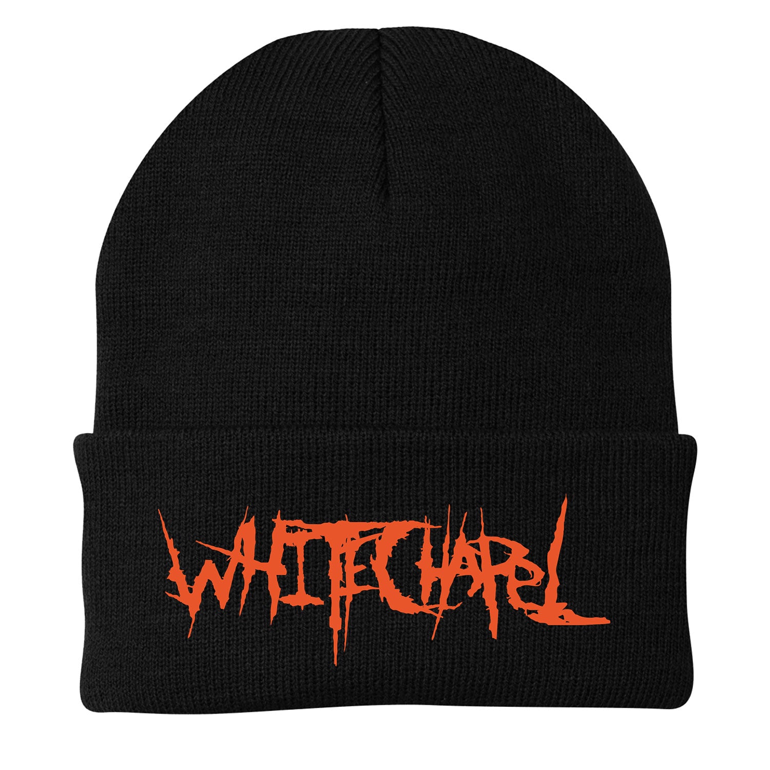 white chapel Classic Logo Orange On Black Beanie